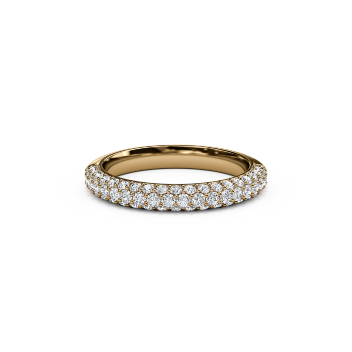 Yellow Gold Multi-Row Diamond Prong Set Wedding Band