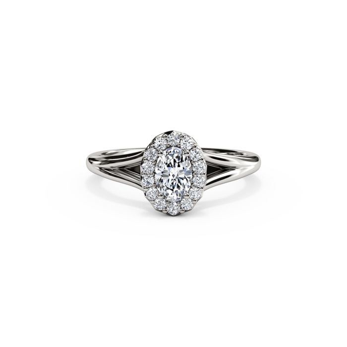 The Studio Collection Oval Diamond Halo and Classic Shank Engagement Ring