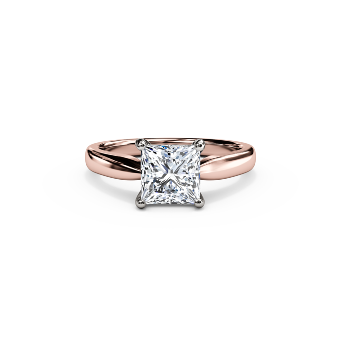 Trellis Princess Cut Diamond Engagement Ring in Rose Gold