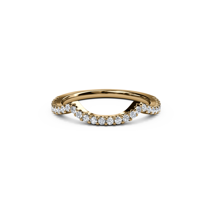 Yellow Gold Prong Set Curved Wedding Band
