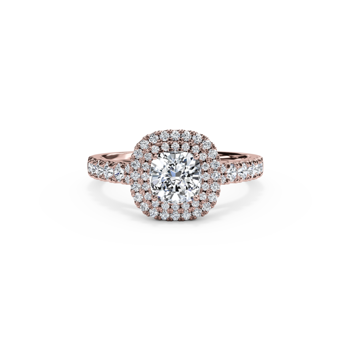 The Studio Collection Cushion Cut Diamond Double Halo Engagement Ring