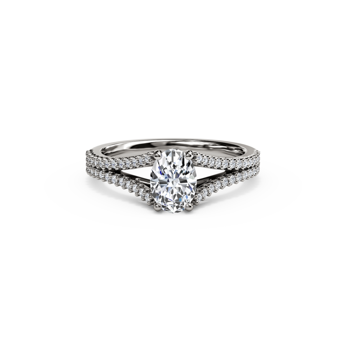 The Studio Collection Oval Center Diamond and Split Diamond Shank Engagement Ring