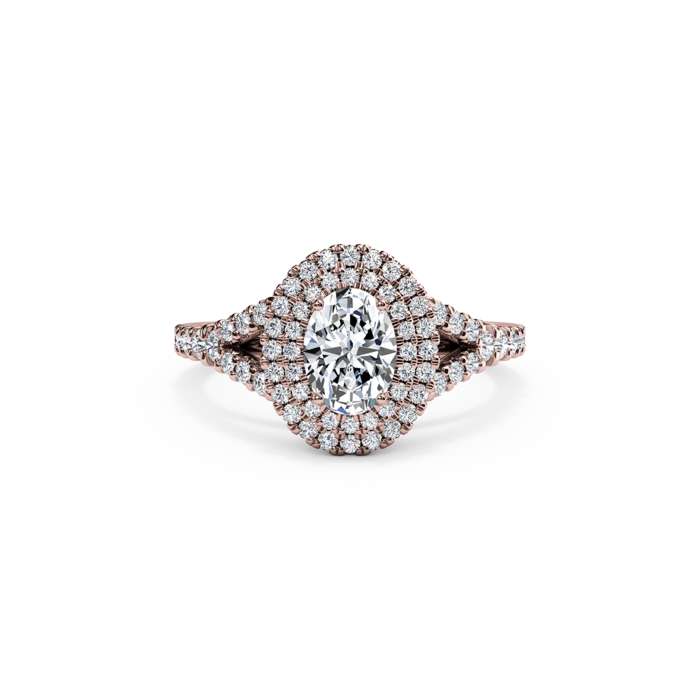 The Studio Collection Oval Diamond Double Halo Split Shank Engagement Ring