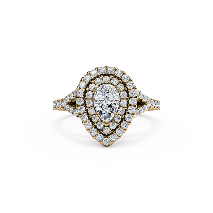 The Studio Collection Pear Shape Diamond Double Halo Split Shank Engagement Ring