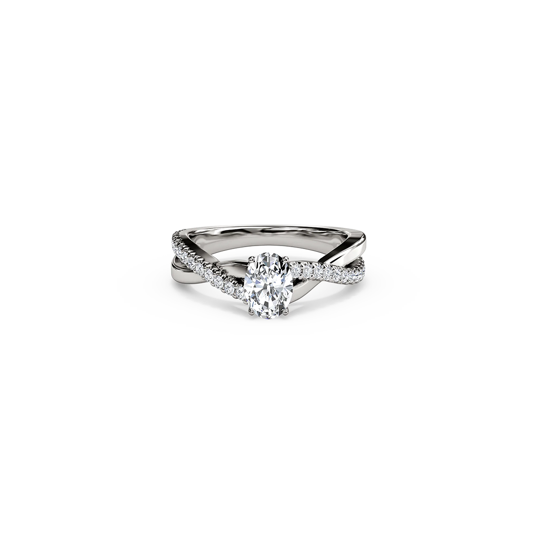 The Studio Collection Oval Center Diamond Crossover Engagement Ring