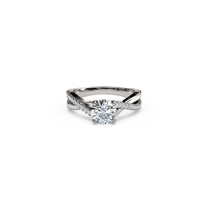 The Studio Collection Round Center Diamond Crossover Engagement Ring