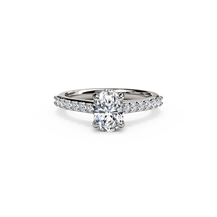 The Studio Collection Oval Center Diamond with Diamond Gallery and Shank Engagement Ring