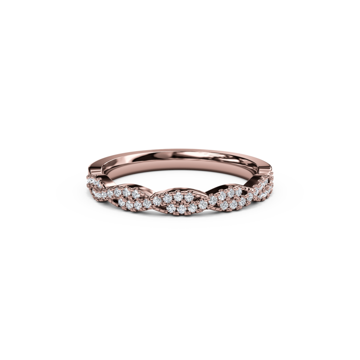 The Studio Collection Rose Gold Prong Set Diamond Crossover Wedding Band