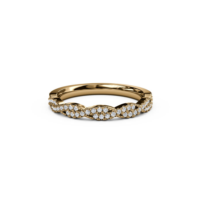 The Studio Collection Yellow Gold Prong Set Diamond Crossover Wedding Band