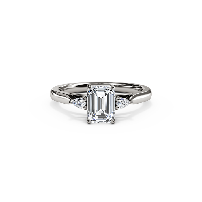 The Studio Collection Emerald Center Diamond with Side Diamond Accents Engagement Ring