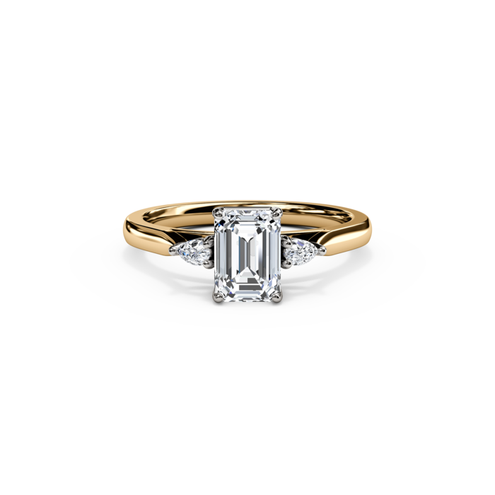 The Studio Collection Emerald Center Diamond with Side Diamond Accents Engagement Ring