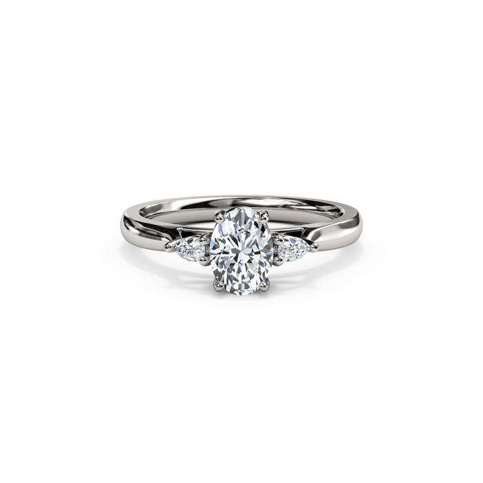 14K White Gold Twisting Diamond Accent Engagement Ring - 39912625