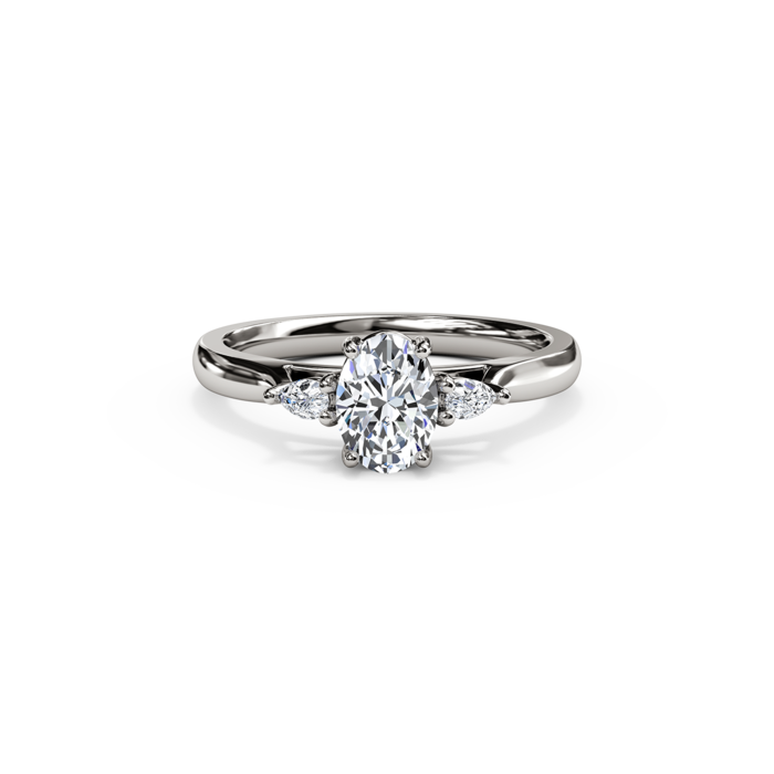 The Studio Collection Oval Center Diamond with Side Diamond Accents Engagement Ring