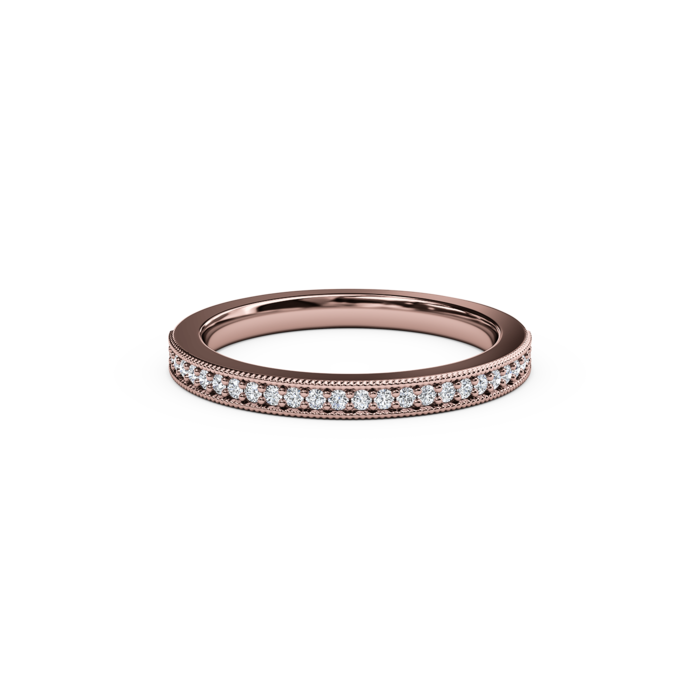 The Studio Collection Rose Gold Diamond Half-Way Wedding Band with Milgrain Edge