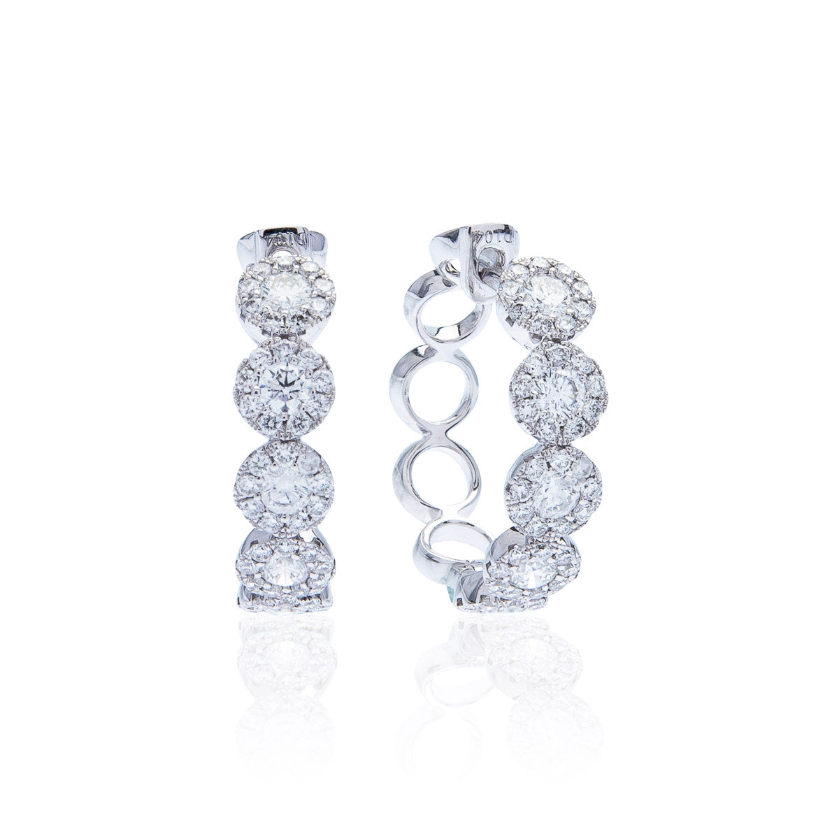 Sabel Collection 14K White Gold Round Diamond Halo Hoop Earrings