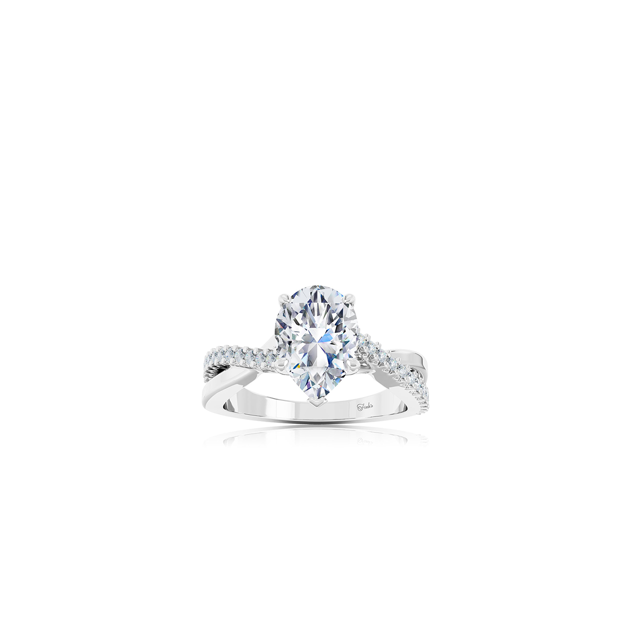 The Studio Collection Pear Shape Center Diamond Crossover Engagement Ring