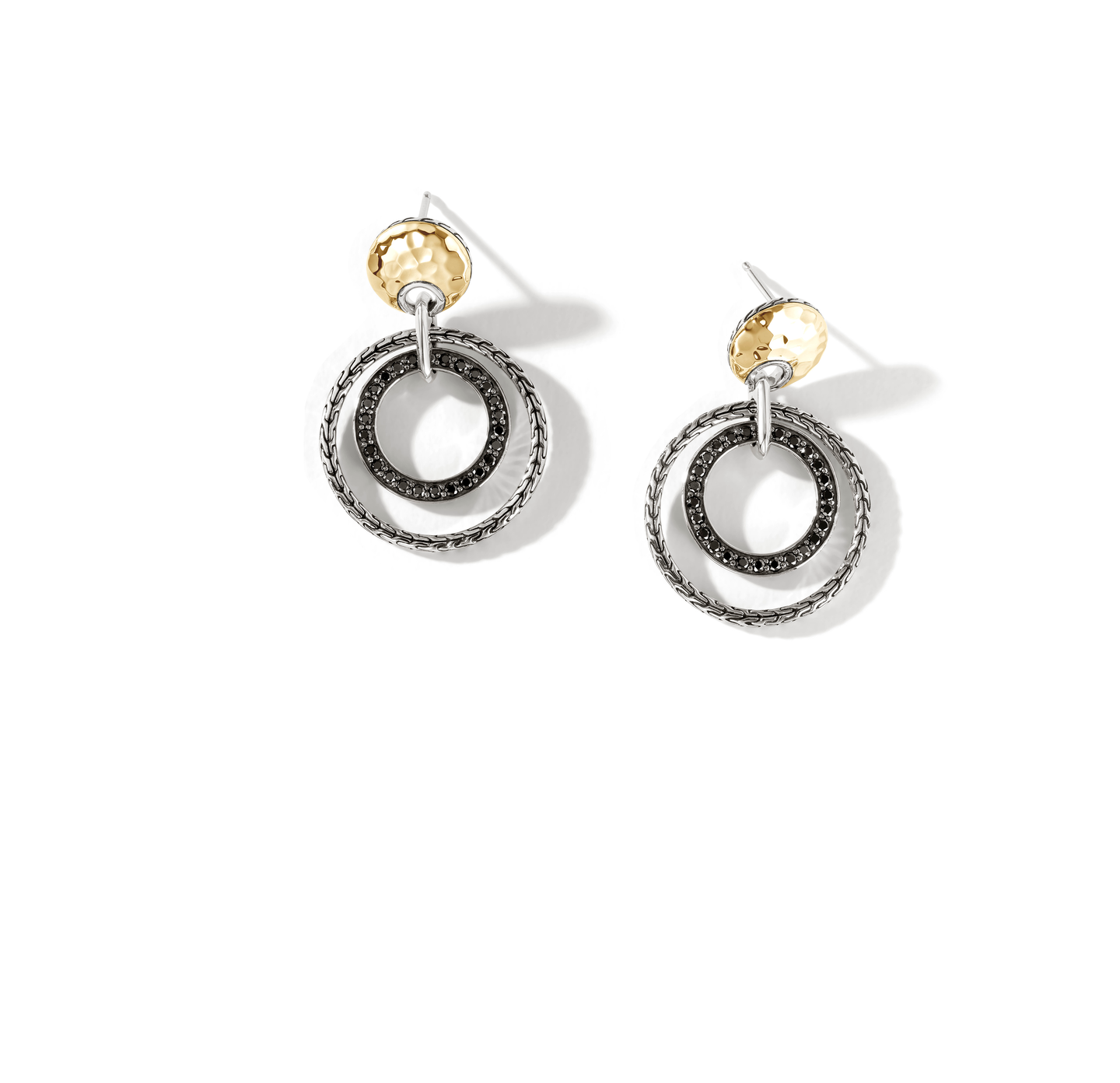 John Hardy Hammered Yellow Gold & Silver Earrings