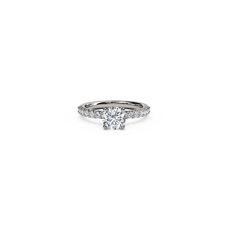 The Studio Collection Round Center Diamond and Diamond Shank Engagement Ring