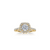 The Studio Collection Cushion Cut Diamond Halo and Diamond Shank Engagement Ring