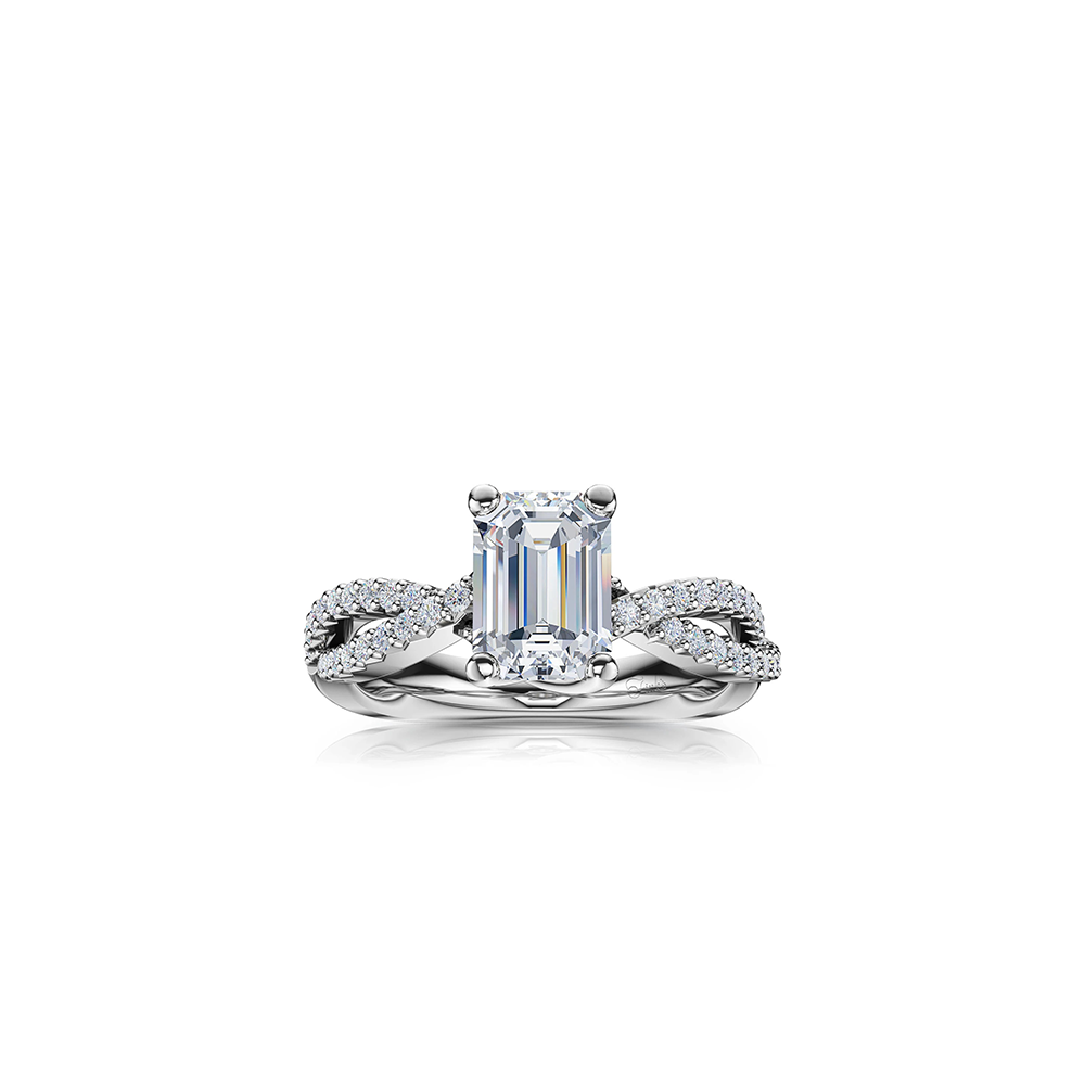 The Studio Collection Emerald Cut Diamond Twist Shank Engagement Ring