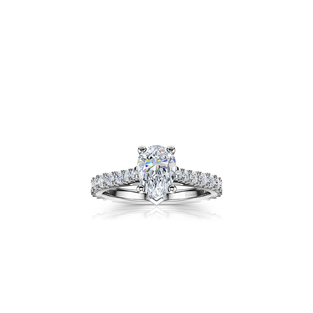 The Studio Collection Pear Shape Diamond Shank Accent Engagement Ring