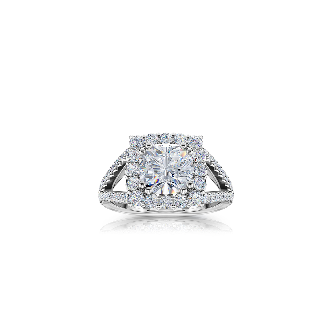 Diamond Cushion Halo Split Shank Engagement Ring Fink s