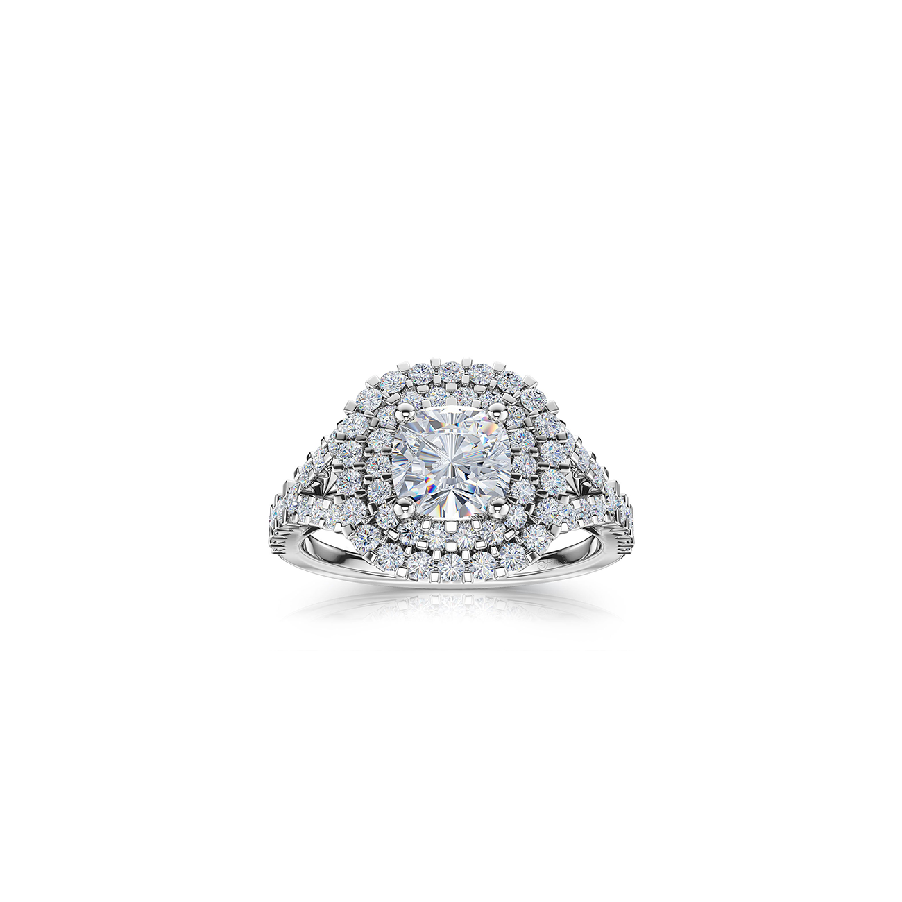 Double Halo Cushion Cut Diamond Engagement Ring Fink s