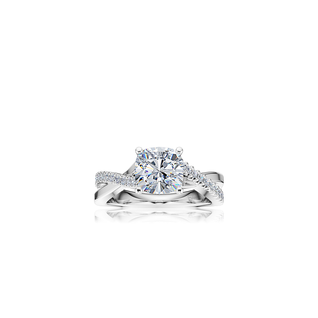 The Studio Collection Cushion Center Diamond Crossover Engagement Ring