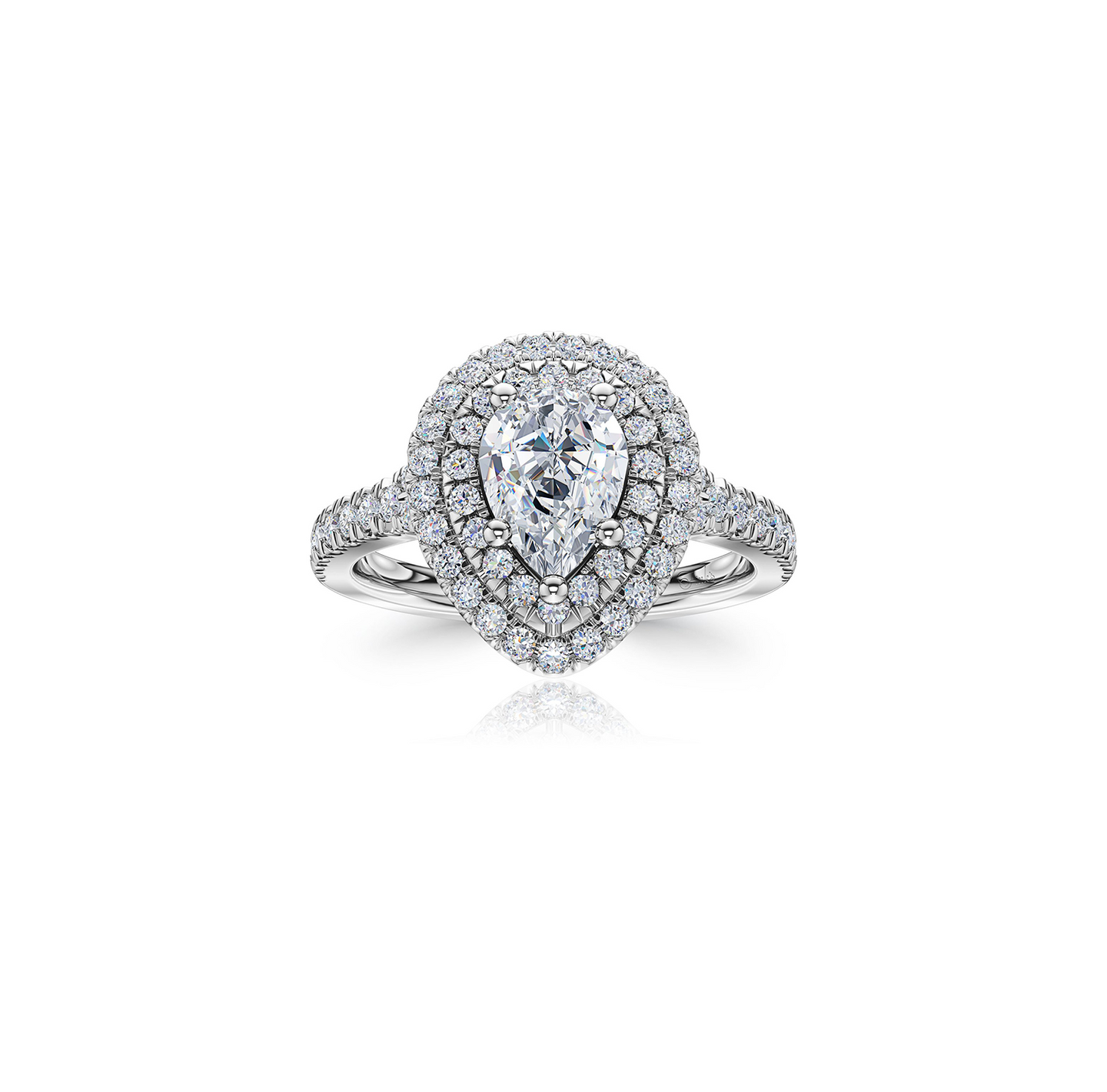 The Studio Collection Pear Shape Center Diamond and Diamond Double Halo Engagement Ring