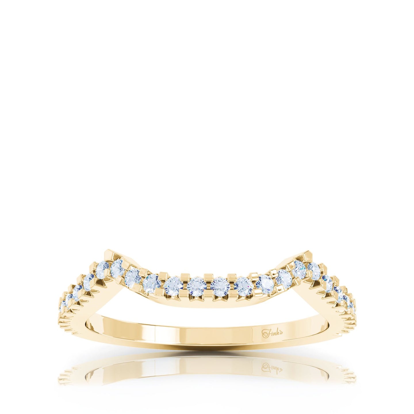 Yellow Gold Prong Set Curved Wedding Band