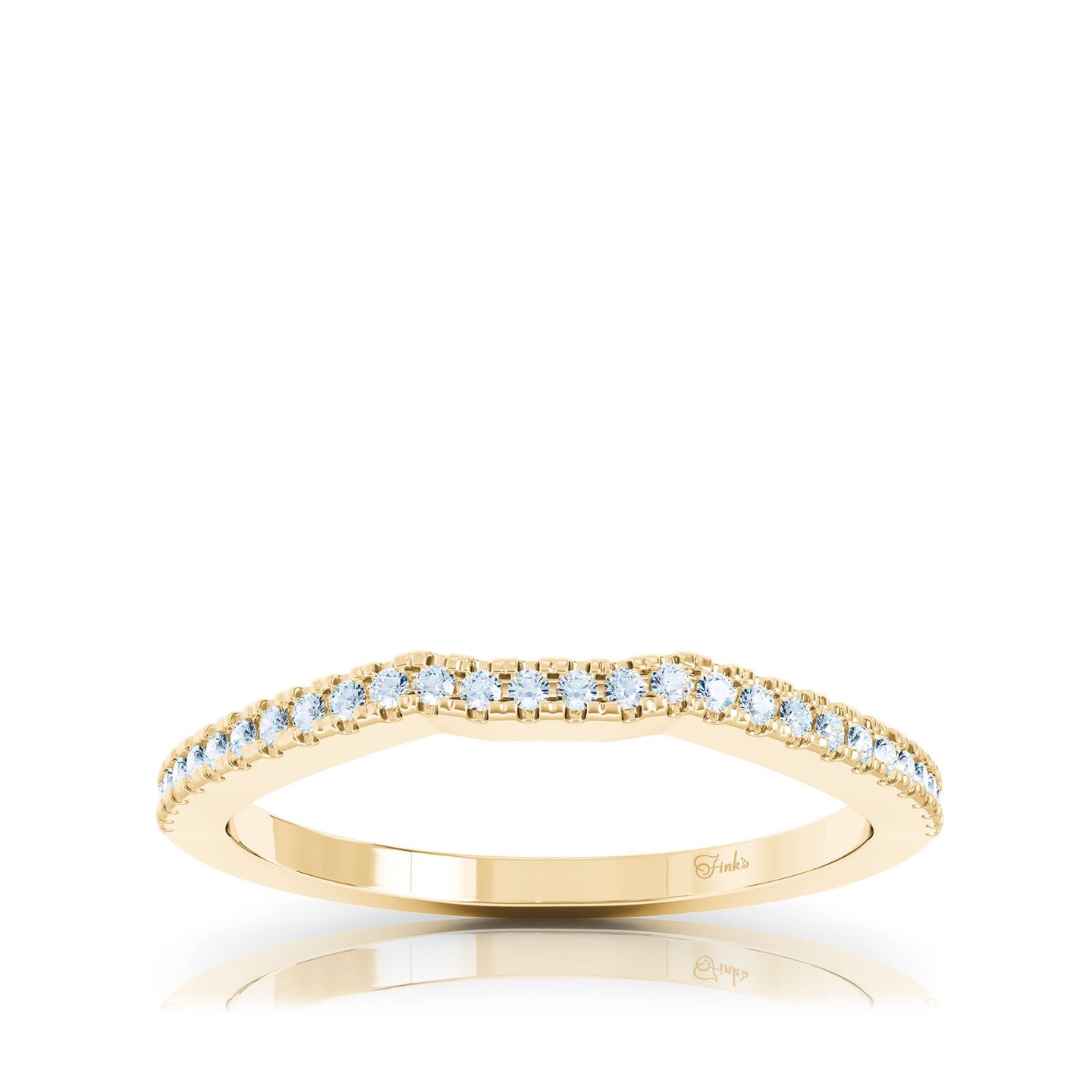 Diamond Curved Yellow Gold Wedding Band
