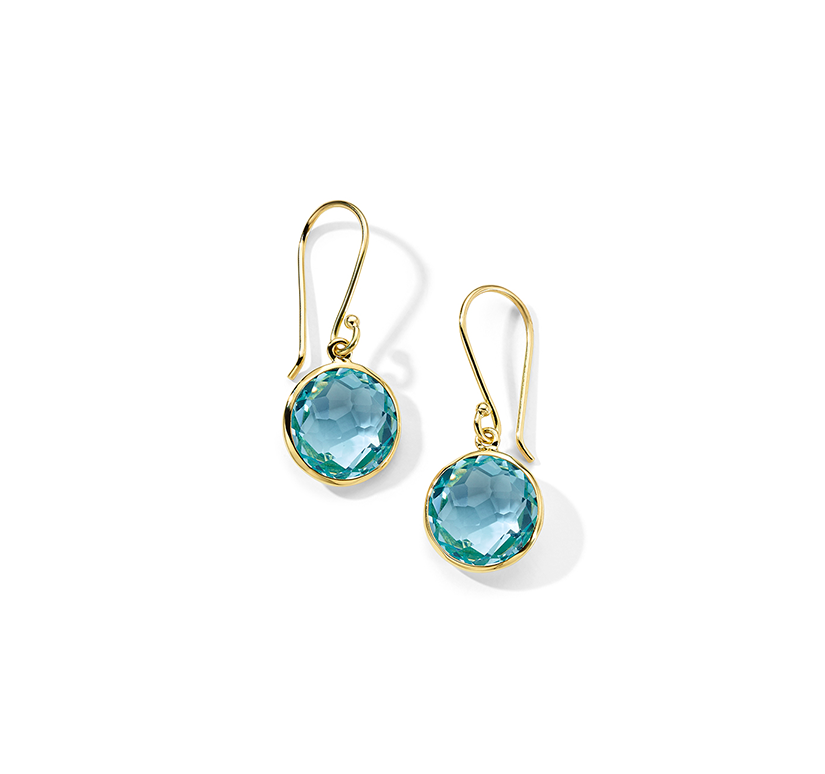 IPPOLITA Lollipop Yellow Gold Mini Drop Earrings in Blue Topaz