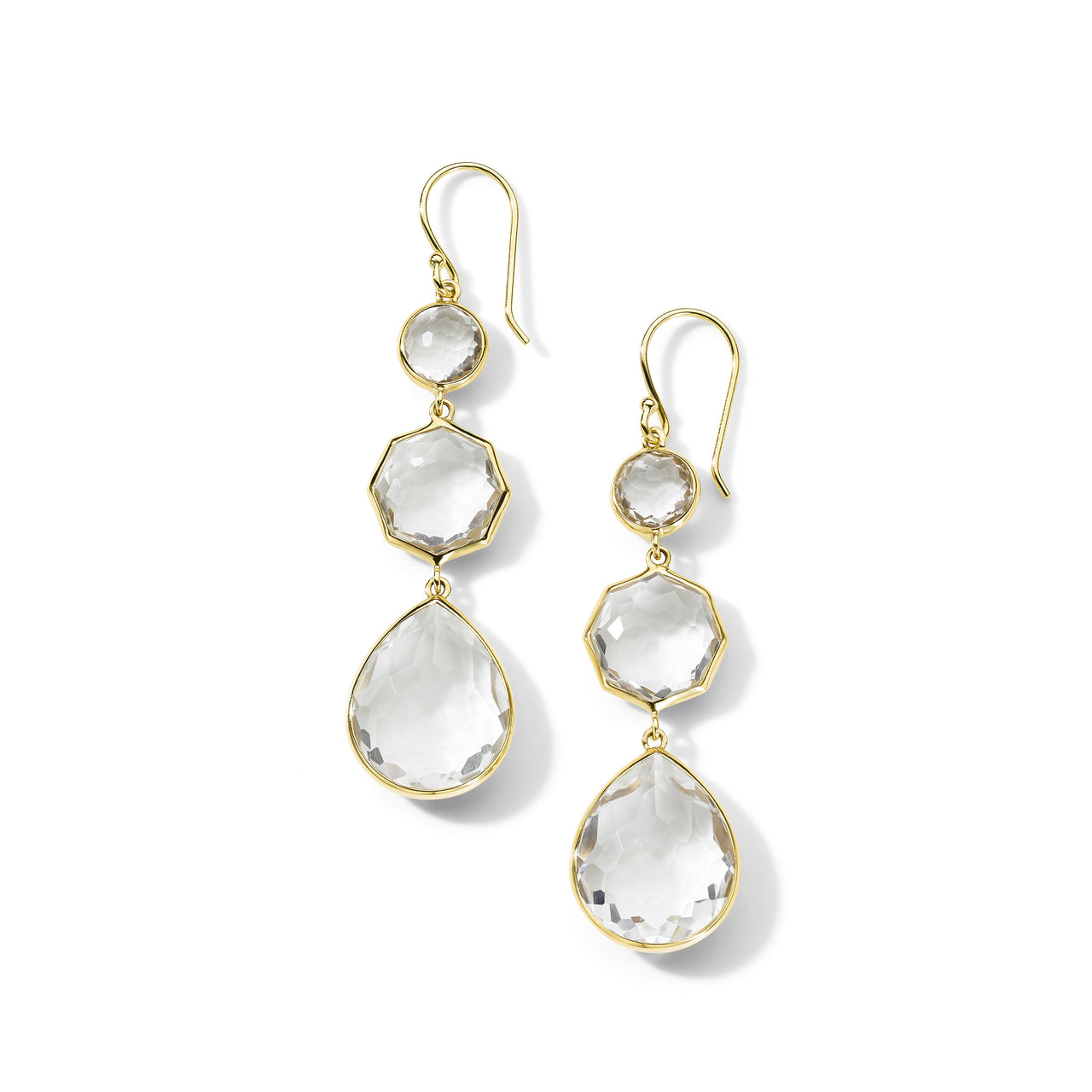18K Yellow Gold Rock Candy Small Crazy 8's Earring in Rock Crystal
