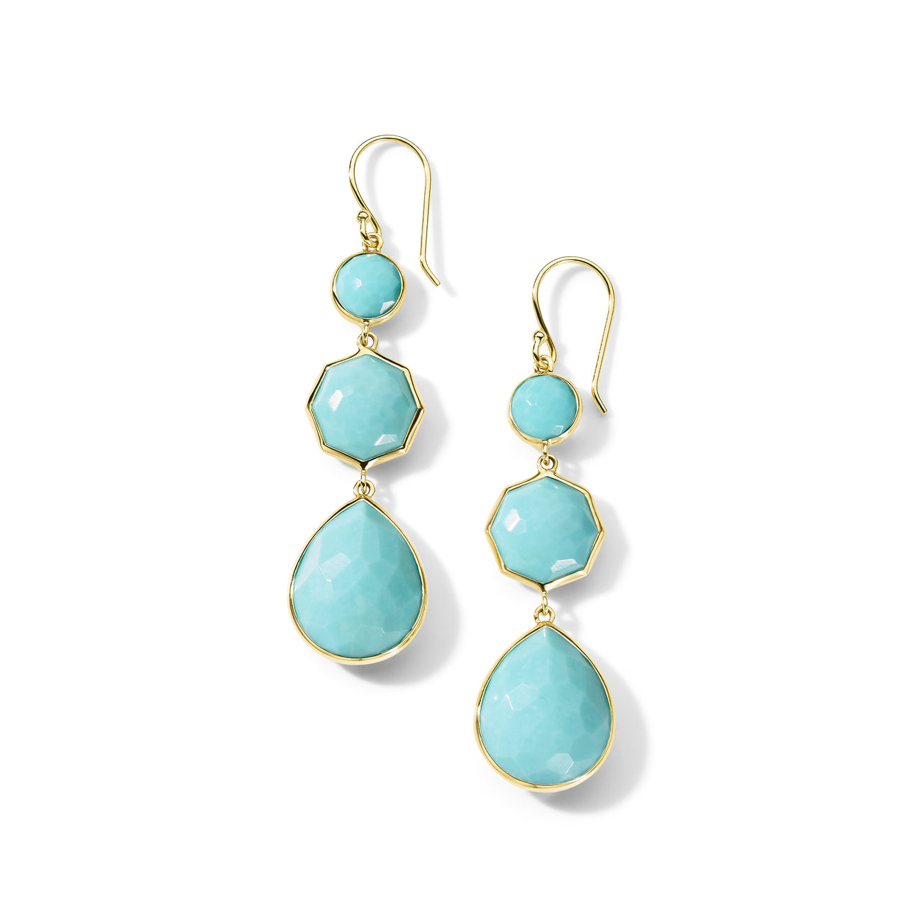 IPPOLITA 18K Yellow Gold Rock Candy Small Crazy 8's Earring in Turquoise