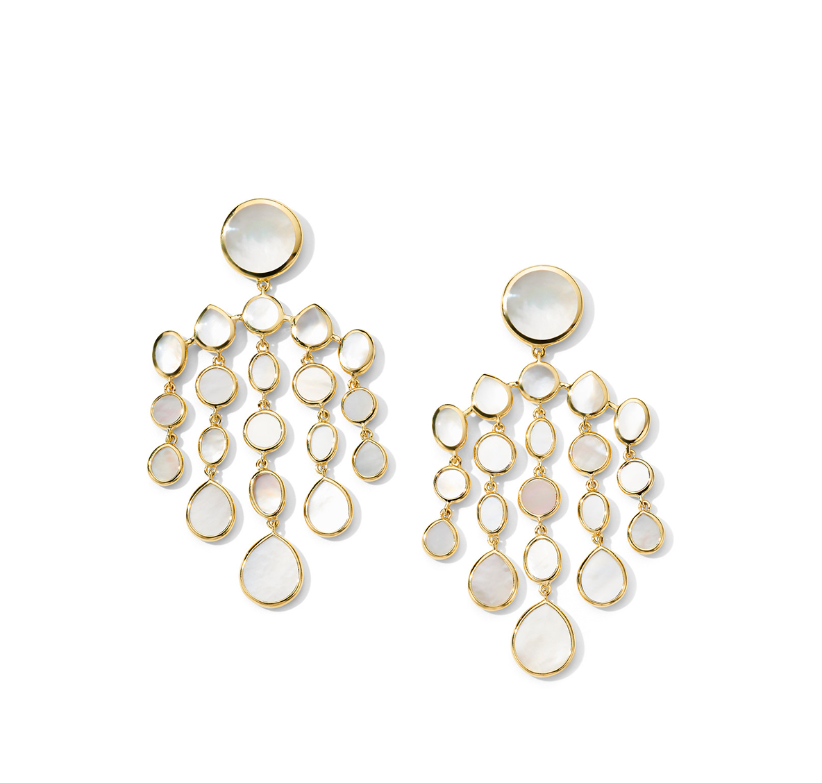 IPPOLITA Polished Rock Candy 18K Yellow Gold Large Chandelier Earrings in Mother of Pearl