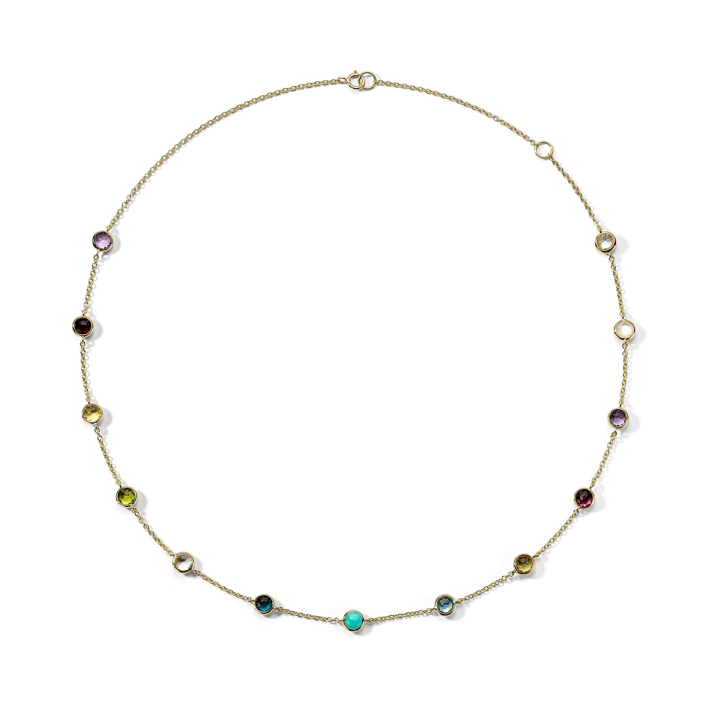 IPPOLITA 18k yellow gold 13 Stone Station Necklace with rainbow gemstones