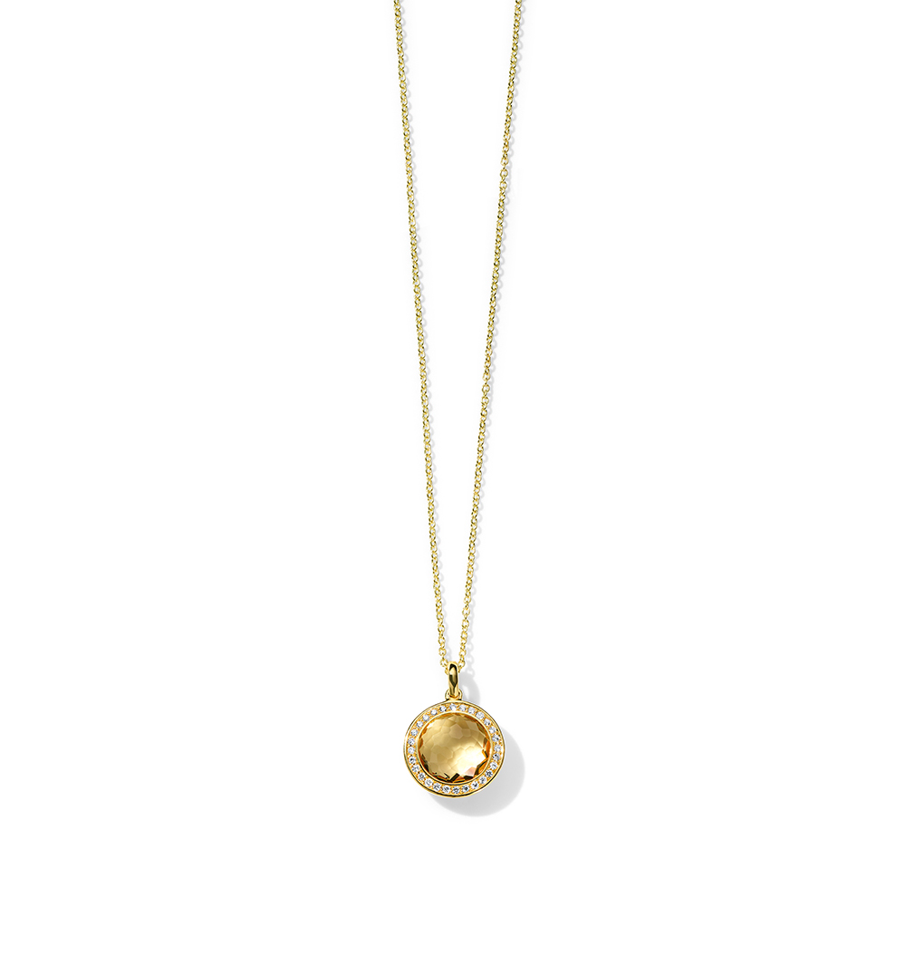IPPOLITA Lollipop 18K Yellow Gold Mini Diamond Pendant Necklace in Honey Citrine