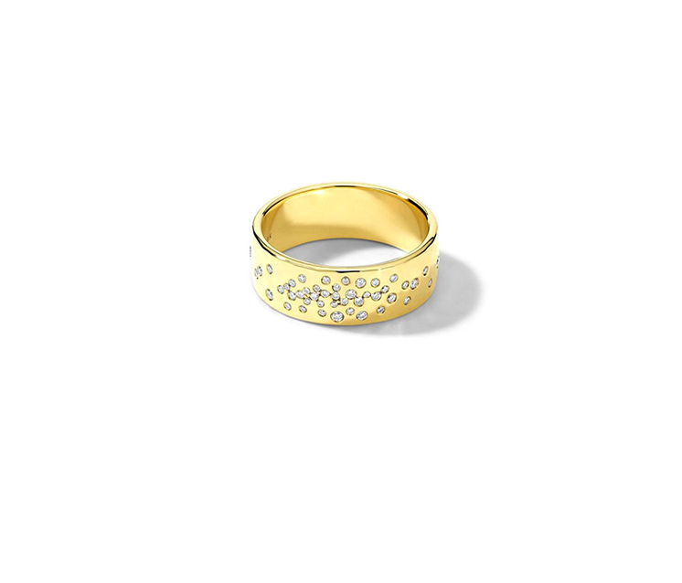 IPPOLITA Stardust Yellow Gold Crinkle Band with Diamonds