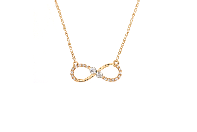 14k Yellow Gold Diamond Infinity Necklace