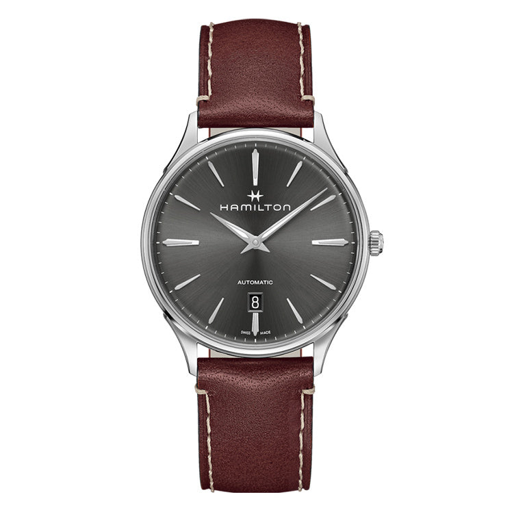 Hamilton Jazzmaster Thinline Auto Grey Dial Watch with Leather Strap