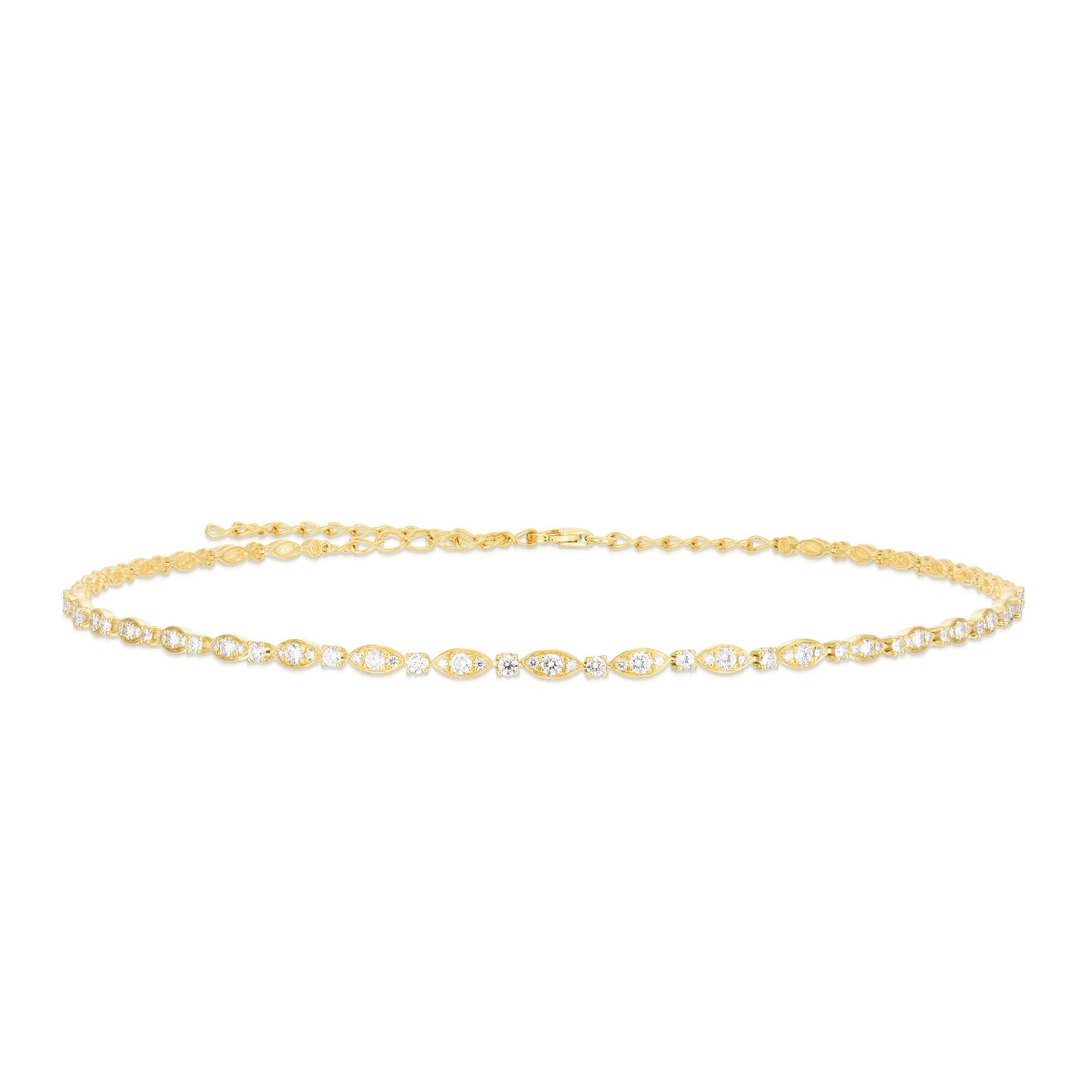 Sabel 14K Yellow Gold Round Diamond Partway Choker Necklace
