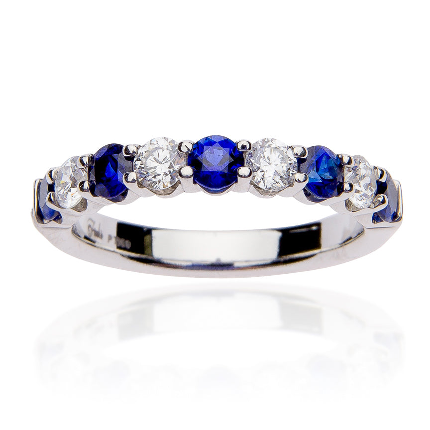 Fink's Platinum Sapphire and Diamond Wedding Band