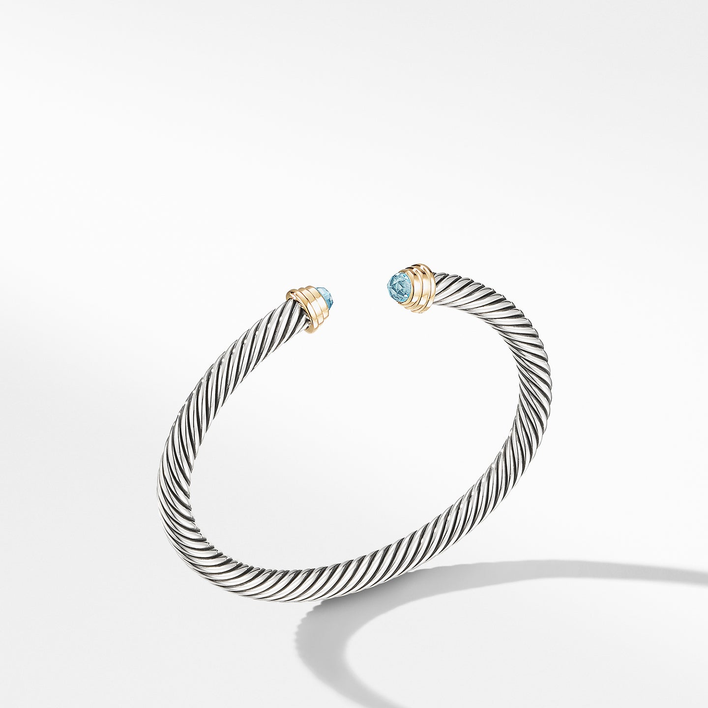 Cable Kids® Birthstone Bracelet with Aquamarine and 14K Gold, 4mm
