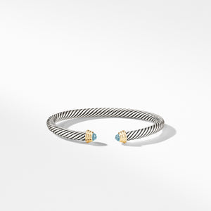 Cable Kids® Birthstone Bracelet with Aquamarine and 14K Gold, 4mm
