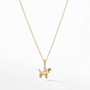 Cable Collectibles® Kids Dog Charm Necklace in 18K Gold with Diamonds