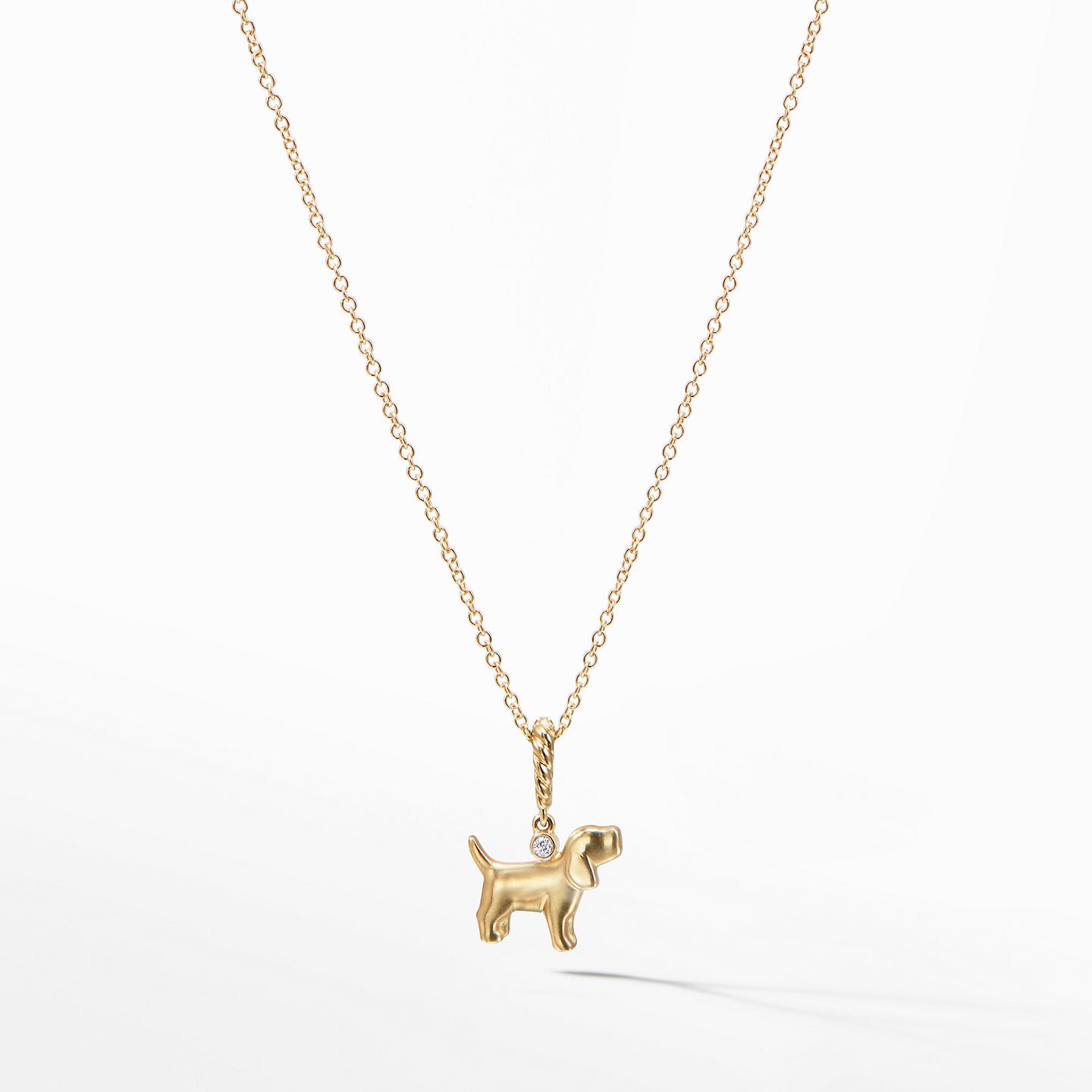 Cable Collectibles® Kids Dog Charm Necklace in 18K Gold with Diamonds