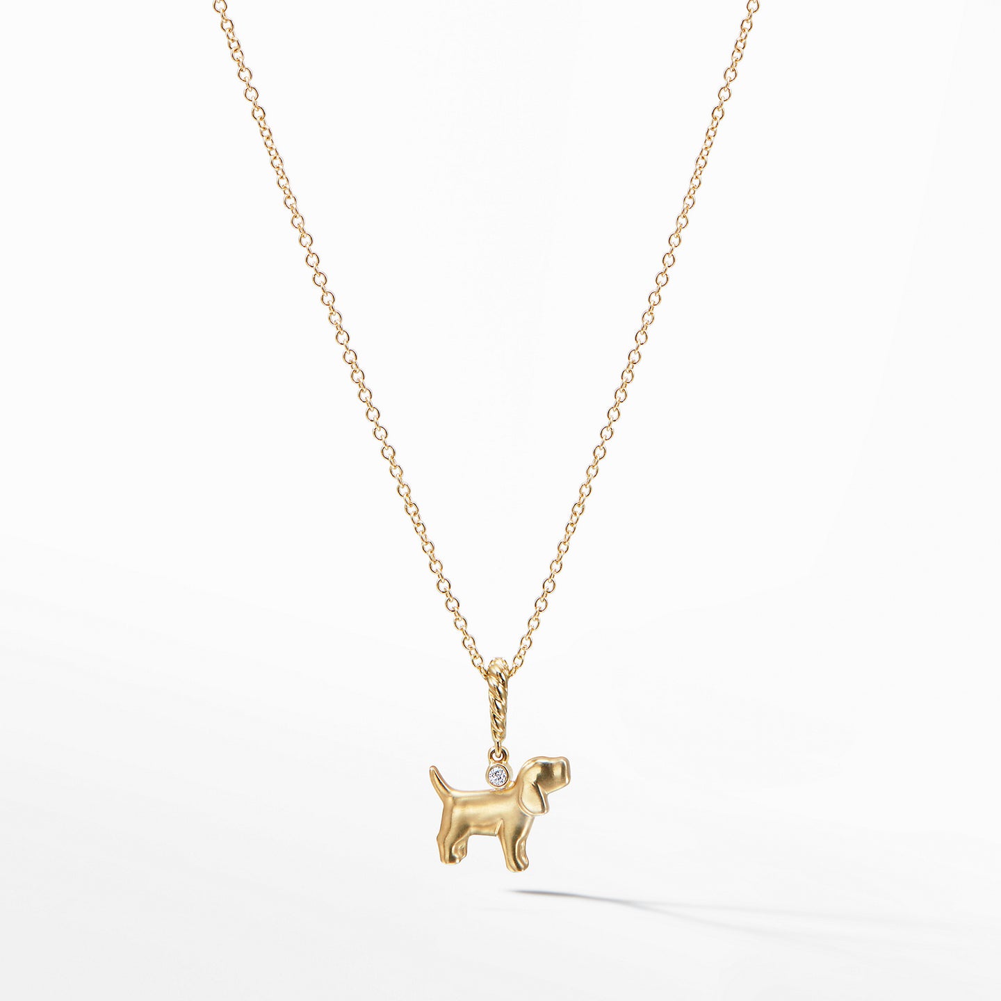Cable Collectibles® Kids Dog Charm Necklace in 18K Gold with Diamonds