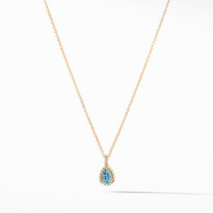 Cable Collectibles® Kids Teardrop Charm Necklace with Blue Topaz in 18K Gold