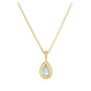 Cable Collectibles® Kids Teardrop Charm Necklace with Blue Topaz in 18K Gold
