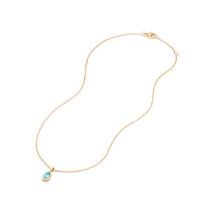 Cable Collectibles® Kids Teardrop Charm Necklace with Blue Topaz in 18K Gold
